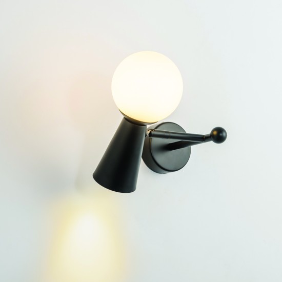 Φωτιστικό επίτοιχο 1xG9 max 28W + 1xGU10 max 35W Μέταλλο + Γυαλί / Μάυρο + Λευκό 22Χ20Χ17CM KIMOLOS - acadecor