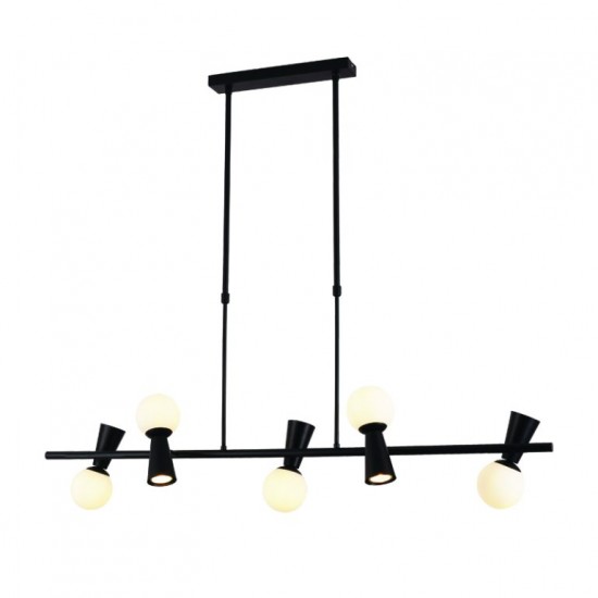 Pendant light 5xG9 max 28W + 5xGU10 max 35W Metal + Glass / Black + White 120Χ26Χ120CM KIMOLOS - acadecor