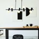 Pendant light 5xG9 max 28W + 5xGU10 max 35W Metal + Glass / Black + White 120Χ26Χ120CM KIMOLOS - acadecor