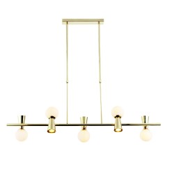 Pendant light 5xG9 max 28W + 5xGU10 max 35W Metal + Gold / Black + White 120Χ26Χ120CM KIMOLOS - acadecor
