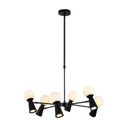 Pendant light 6xG9 max 28W + 6xGU10 max 35W Metal + Glass / Black + White Φ72Χ120CM KIMOLOS - acadecor