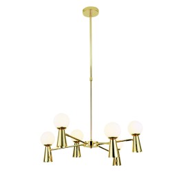 Pendant light 6xG9 max 28W + 6xGU10 max 35W Metal + Glass / Gold + White Φ72Χ120CM KIMOLOS - acadecor