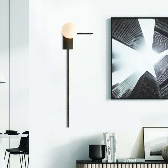 Φωτιστικό επίτοιχο 1 X G9 max 40W Μέταλλο + Γυαλί / Μάυρο + Λευκό  30Χ17Χ85CM CYCLOPS - acadecor 