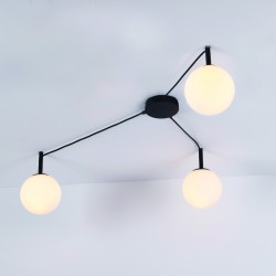 Ceilling light 3 x E14 40W Metal + Glass +  PVC black cable / Black + White 78Χ72Χ32CM TIRAMOLLA - acadecor