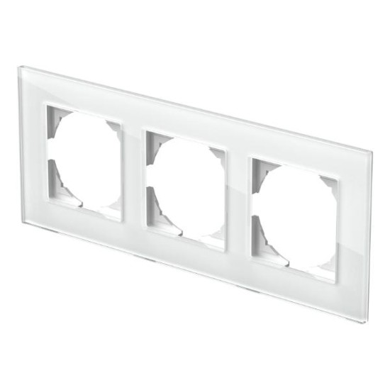 Πλαίσιο 3Θέσεων GL Γυαλί Λευκό / PRIME LOGIQ TEM 