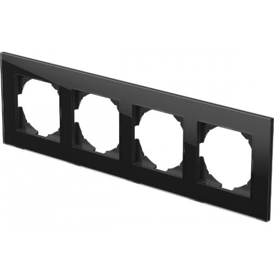 Πλαίσιο 4Θέσεων GD Γυαλί Μάυρο / PRIME LOGIQ TEM 