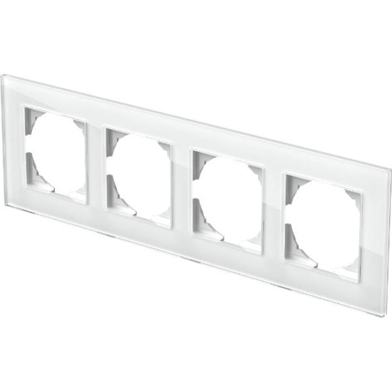 Πλαίσιο 4Θέσεων GL Γυαλί Λευκό / PRIME LOGIQ TEM 