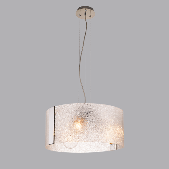 Pendant light 1xE27 max 60W Metal + Crystallized Glass + Clear PVC Cable / Clear + Chrome Φ30 DIONE - acadecor
