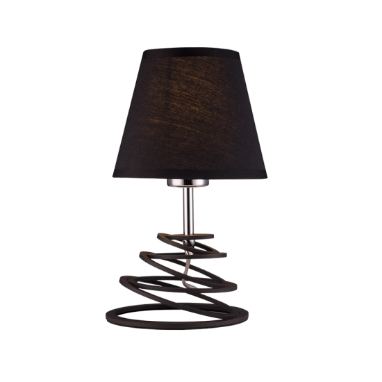 Φωτιστικό επιτραπέζιο 1XE27 max 60W Μέταλλο + Ύφασμα + PVC διάφανο καλωδιο / Μάυρο μάτ - Χρώμιο + Μάυρο Φ15ΧΗ28CM LAGOS - acadecor 