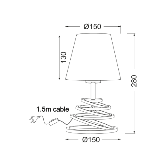 Φωτιστικό επιτραπέζιο 1XE27 max 60W Μέταλλο + Ύφασμα + PVC διάφανο καλωδιο / Λευκό μάτ - Χρώμιο + Λευκό Φ15ΧΗ28CM LAGOS - acadecor 