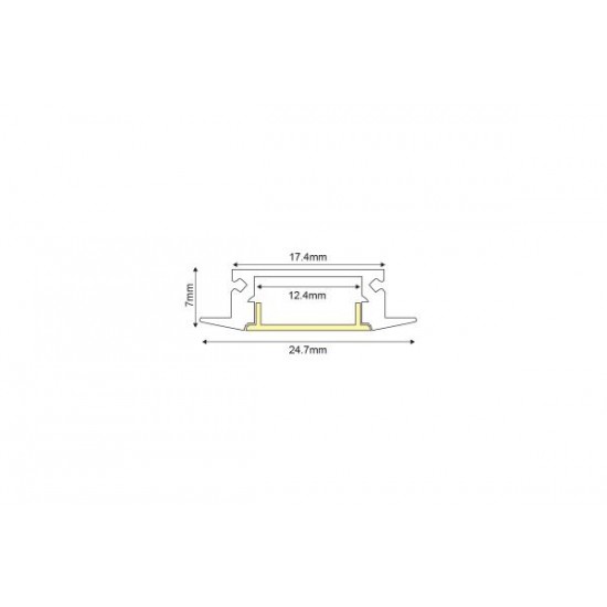 Προφίλ χωνευτό αλουμινίου με οπάλ κάλυμμα 2μέτρα 24,7mmx7mmx17,4mm MINI - P108U - aca