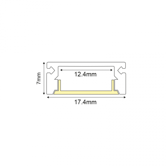 Προφίλ οροφής / Επίτοιχο αλουμινίου με οπάλ κάλυμμα 2μέτρα 17,4mmx7mmx12,4mm MINI - P109U - aca