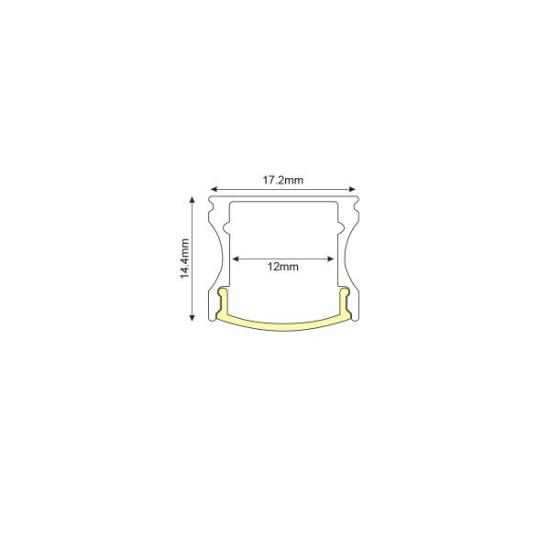 Προφίλ οροφής / Επίτοιχο αλουμινίου με οπάλ κάλυμμα 2μέτρα 14,5mmx17,2mm SCAR - P113U - aca