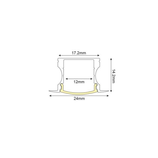 Recessed Led profile with opal diffuser 2m 24mmx14,2mmx17,2mm HAZEL - P115N/U - aca
