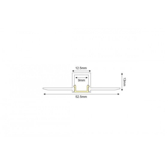 Προφίλ γυψοσανίδας αλουμινίου με οπάλ κάλυμμα 2μέτρα 52,5mmx13mmx12,5mm - JADE - P121U - aca