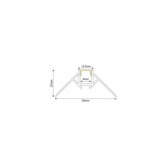 Προφίλ γυψοσανίδας αλουμινίου με οπάλ κάλυμμα 2μέτρα 50mmx22mmx12,5mm ISLA - P122U - aca