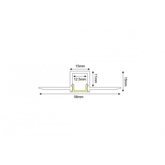 Προφίλ γυψοσανίδας αλουμινίου με οπάλ κάλυμμα 2μέτρα 56mmx15mmx15mm - LING - P135U - aca