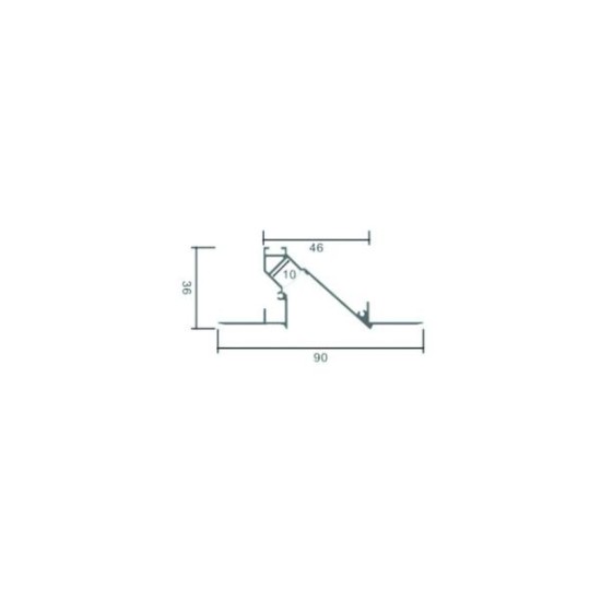 Προφίλ γυψοσανίδας αλουμινίου με οπάλ κάλυμμα 2μέτρα 90mmx36mmx46mm SLID - P136U - aca