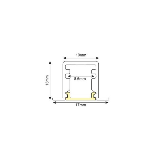 Recessed Led profile with opal diffuser 2m 17mmx13mmx10mm LESTE - P160/U - aca