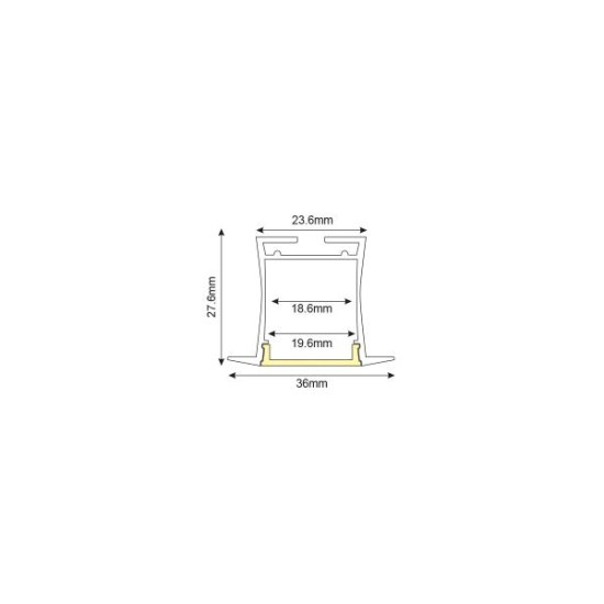 Recessed Led profile with opal diffuser 2m 36mmx27,6mmx23,6mm GENO - P171U - aca