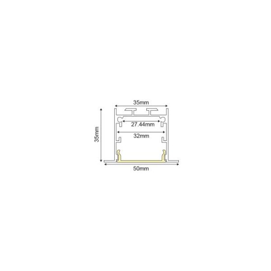 Recessed Led profile with opal diffuser 2m 50mmx35mmx35mm VYLO - P211/U - aca