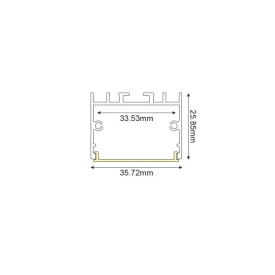 Προφίλ οροφής / Κρεμαστό / Επίτοιχο αλουμινίου με οπάλ κάλυμμα 2μέτρα 35,72mmx25,85mm CORA - P217U - aca