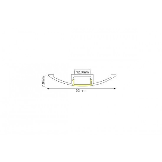 Προφίλ οροφής / Επίτοιχο αλουμινίου με οπάλ κάλυμμα 2μέτρα  52mmx7,8mm 2WING - P21N/U - aca