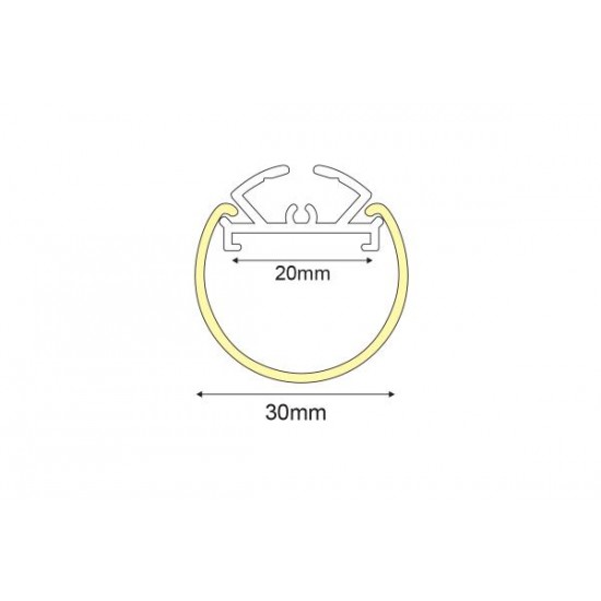 Προφίλ οροφής / Κρεμαστό / Επίτοιχο αλουμινίου με οπάλ κάλυμμα 2μέτρα Φ30 VELOR ULTRA MINI - P230/U - aca