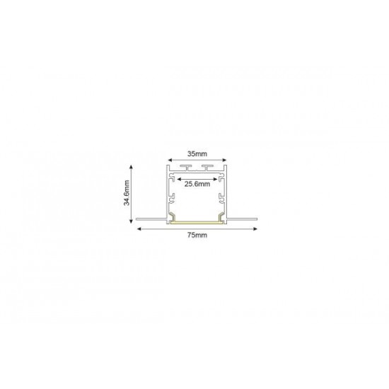 Προφίλ γυψοσανίδας αλουμινίου με οπάλ κάλυμμα 2μέτρα 75mmx34,6mmx35mm - WINT - P235/U - aca