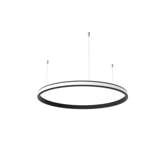 Προφίλ αλουμινίου κρεμαστό μάυρο μάτ κυκλικό με οπάλ κάλυμμα διάχυτη ORIO Φ600 - P30T600 - aca