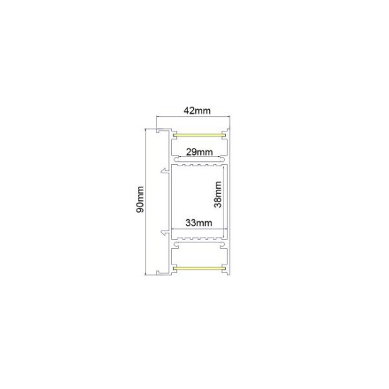 Προφίλ επίτοιχο αλουμινίου με οπάλ κάλυμμα 2μέτρα 90mmx42mm NIC - P49N/U - aca