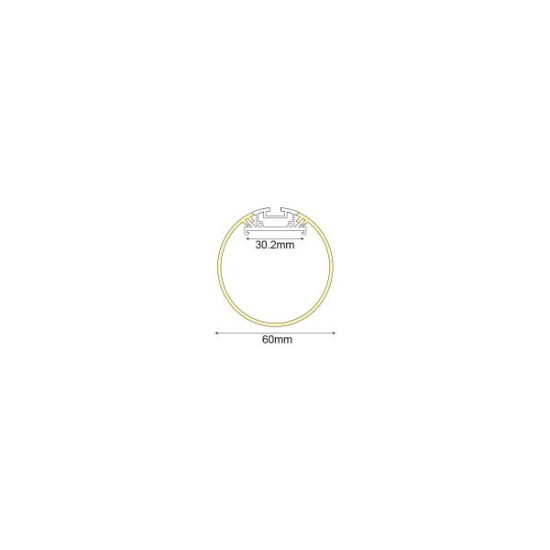 Προφίλ οροφής / Κρεμαστό / Επίτοιχο αλουμινίου με οπάλ κάλυμμα 2μέτρα Φ60 VELOR MINI - P66U - aca