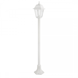 Φανάρι κήπου τετράγωνο με κολώνα 1XE27 Λευκό πολυκαρμπονικό+Γυαλί L:1220mm W:150mm - aca 
