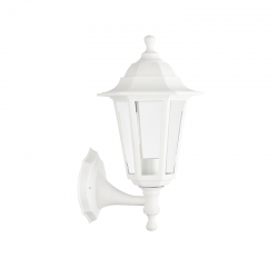 Φανάρι κήπου εξάγωνο επίτοιχο 1XE27 Λευκό πολυκαρμπονικό+Γυαλί Πάνω ή Κάτω  L:358mm W:171mm - aca 