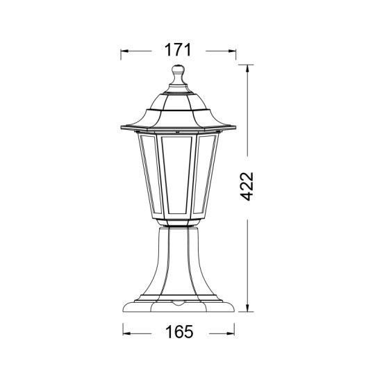 Hexagon floor plastic garden lanterns E27 White PC+Glass L:422mm W:171mm - aca 