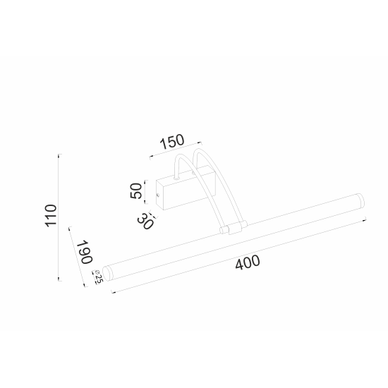 Φωτιστικό επίτοιχο λουτρού LED 8W 3000K 520Lm Ανοξείδωτο ατσάλι + Μέταλλο + Ακρυλικό / Ορείχαλκο + Λευκό 40X12X19CM  ARIA - acadecor 