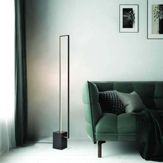 Φωτιστικό επιδαπέδιο LED 35W 3000k 2800lm Αλουμίνιο + Ακρυλικό / Μάυρο μάτ 20,5X14XH150CM AELIA - acadecor