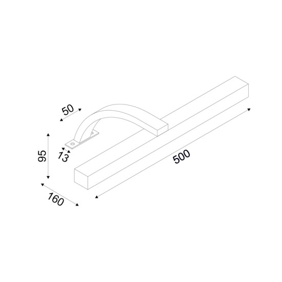 Φωτιστικό επίπλου λουτρού LED 8W 3000K 520Lm Μέταλλο + Ακρυλικό / Χρώμιο  50X16X9,5CM LUSTRO - acadecor 