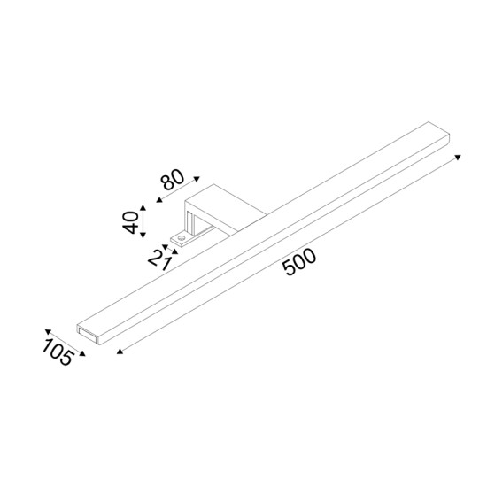 Φωτιστικό επίπλου λουτρού LED 8W 3000K 520Lm Μέταλλο + Ακρυλικό / Χρώμιο 50X4X10,5CM LUSTRO - acadecor 