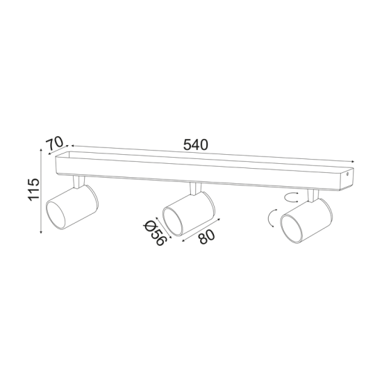 Φωτιστικό σπότ επίτοιχο / Οροφής LED 3XGU10 max 35W Αλουμίνιο / Αμμώδες λευκό + Αμμώδες γκρί 54Χ7Χ12CM DISCO - acadecor 