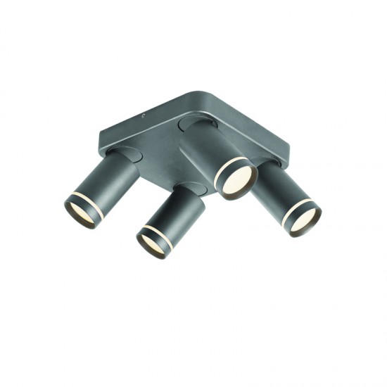 Φωτιστικό σπότ Οροφής LED 4XGU10 max 10W Αλουμίνιο + Ακρυλικό / Αμμ΄΄ωδες μάυρο 21X21X13,5CM DIVINO - acadecor 