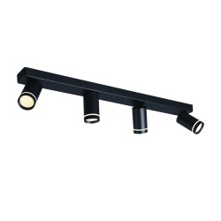 Φωτιστικό σπότ επίτοιχο / Οροφής LED 4XGU10 max 10W Αλουμίνιο + Ακρυλικό / Αμμ΄΄ωδες μάυρο 76X7X13,5CM DIVINO - acadecor 