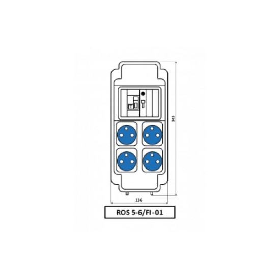 Εργοταξιακός πίνακας 4 Πρίζες σούκο 16Α (230V) ROS 5/x-16/S - DABLER