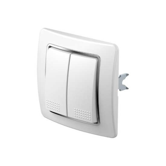 Διακόπτης διπλός αλερετούρ λευκό 10AX 250V~ PW / TEM EKONOMIK