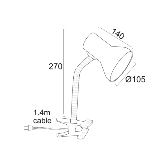 Φωτιστικό γραφείου μάνδαλο με διακόπτη on/off 1xE27 max 40W  Μέταλλο + PVC καλωδιο / Λευκό PAVLOVA - acadecor  