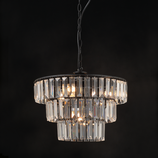 Φωτιστικό κρεμαστό 4 x E14 40W Μέταλλο + Ακρυλικό + PVC μάυρο καλώδιο / Μάυρο μάτ + Διάφανο Φ38,5ΧΗ102CM OREGON - acadecor 