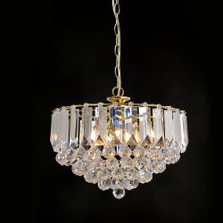 Φωτιστικό κρεμαστό 3 x E14 40W Μέταλλο + Ακρυλικό + PVC διάφανο καλώδιο / Γυαλιστό ορειχάλκινο + Διάφανο Φ38,ΧΗ98CM GRAPPA - acadecor 