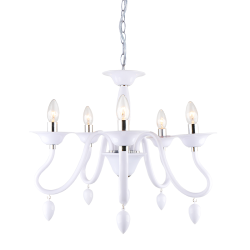 Φωτιστικό κρεμαστό 5 x E14 40W Ακρυλικό + Χρώμιο μέταλο + PVC διάφανο καλώδιο / Λευκό 53xH43cm FIRENZE - acadecor 