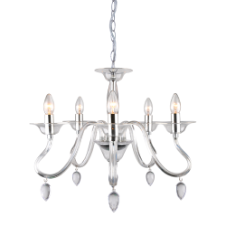 Φωτιστικό κρεμαστό 5 x E14 40W Ακρυλικό + Χρώμιο μέταλο + PVC διάφανο καλώδιο / Διάφανο 53xH43cm FIRENZE - acadecor 