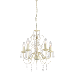 Φωτιστικό κρεμαστό 5 x E14 40W Μέταλλο + Ακρυλικό +  PVC διάφανο καλώδιο / Μπέζ χρυσή πατίνα + Διάφανο Φ43xH58cm DUMAS - acadecor 